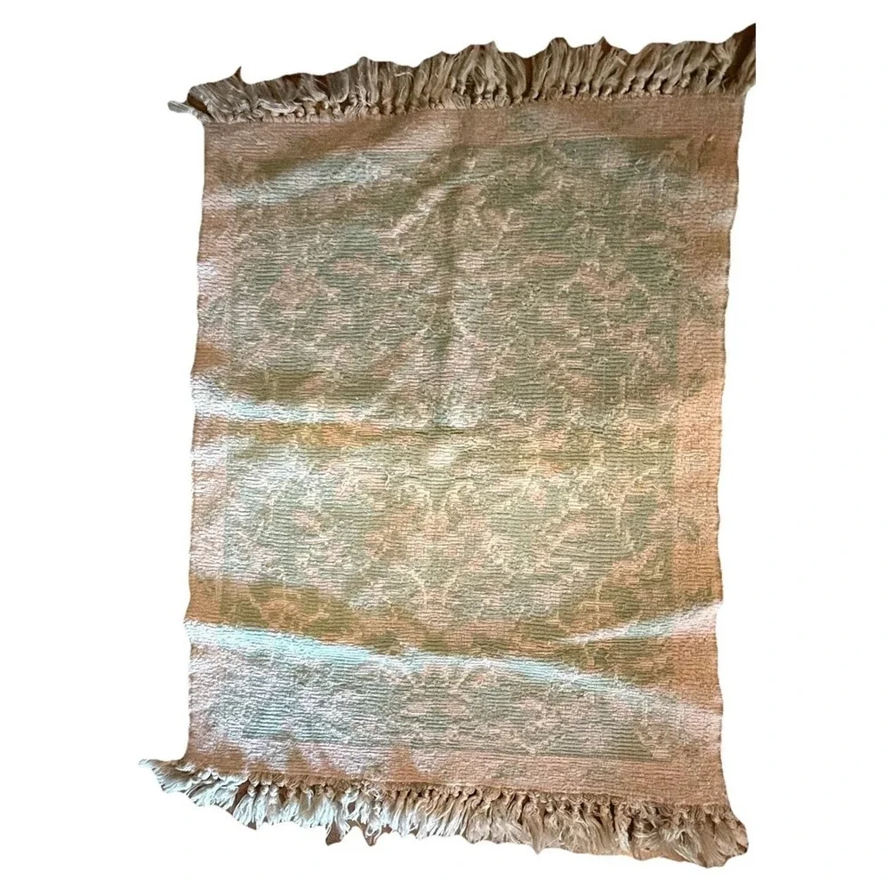 Vintage Throw Rug Floral Green 33